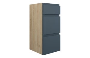 Tewin 300mm Standard 3 Drawer Unit - Matt Arley Blue (Oak Cab)