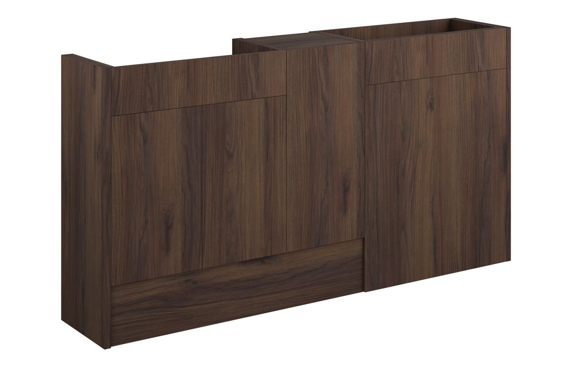 Truro 1536mm Standard Basin WC & 1 Door Unit Pack - Warm Walnut (Grey Cab)
