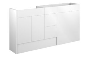 Truro 1536mm Standard Basin WC & 3 Drawer Unit Pack - White Gloss (Grey Cab)