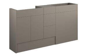 Truro 1536mm Standard Basin WC & 3 Drawer Unit Pack - Matt Stone (Grey Cab)
