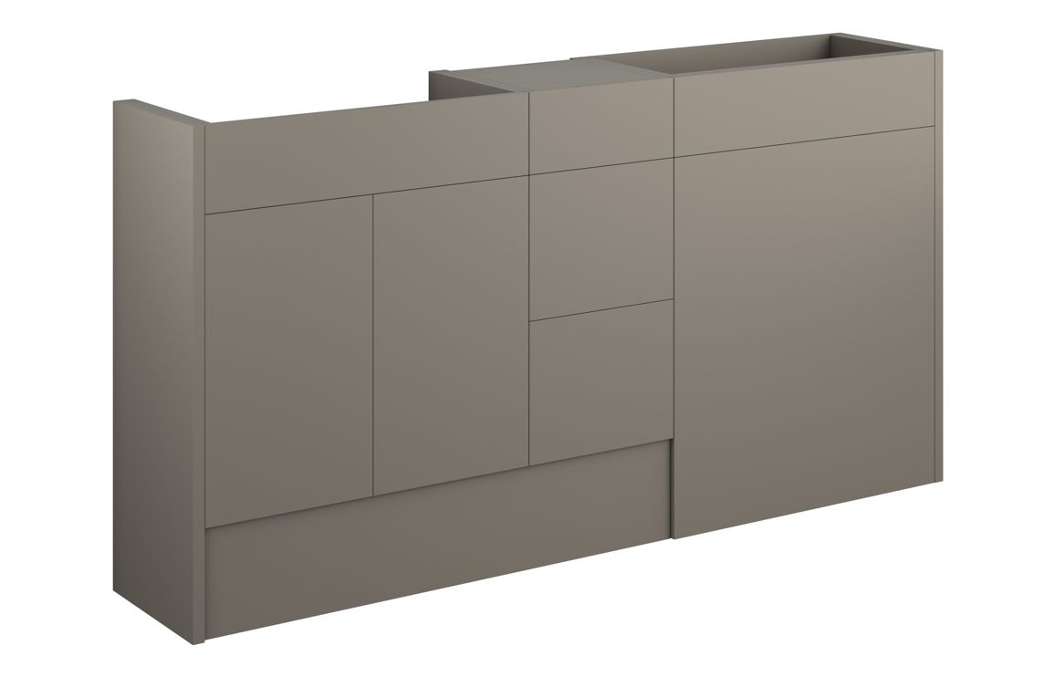 Truro 1536mm Standard Basin WC & 3 Drawer Unit Pack - Matt Stone (Grey Cab)