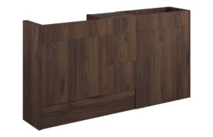 Truro 1536mm Standard Basin WC & 3 Drawer Unit Pack - Warm Walnut (Grey Cab)