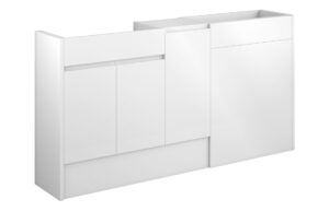Tewin 1536mm Standard Basin  WC & 1 Door Unit Pack - White Gloss (Grey Cab)