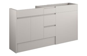 Tewin 1536mm Standard Basin  WC & 3 Drawer Unit Pack - Matt Dove Grey (Oak Cab)