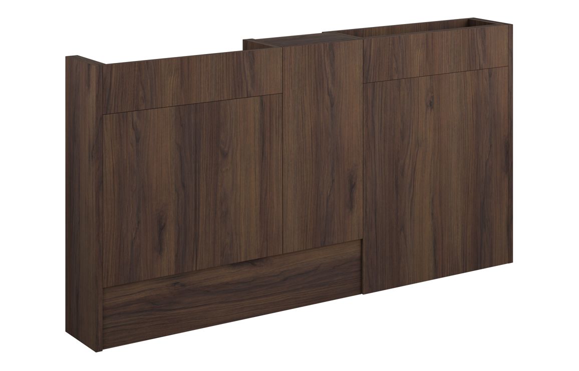 Truro 1536mm Slim Basin WC & 1 Door Unit Pack - Warm Walnut (Grey Cab)