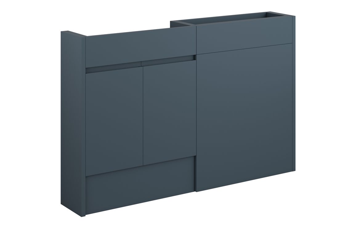 Tewin 1236mm Slim Basin & WC Unit Pack - Matt Arley Blue (Grey Cab)