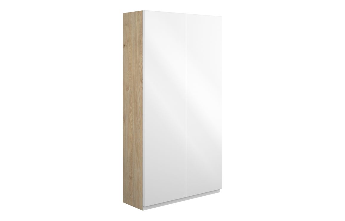 Tewin 600mm Slim 2 Door Storage Unit - White Gloss (Oak Cab)