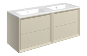 Harpenden 1210mm Wall Hung 4 Drawer Basin Unit & 2TH Thin Edge Basin - Matt Cotton