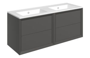 Harpenden 1210mm Wall Hung 4 Drawer Basin Unit & 0TH Thin Edge Basin - Matt Clay