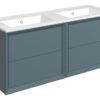 Harpenden 1210mm Wall Hung 4 Drawer Basin Unit & 0TH Thin Edge Basin - Matt Storm Blue