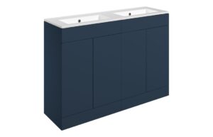 Cuffley 1210mm Floor Standing 4 Door Basin Unit & 0TH Basin - Matt Deep Blue