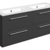 Malvern 1210mm Wall Hung 4 Drawer Basin Unit & 2TH Thin Edge Basin - Anthracite Gloss