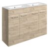 Malvern 1210mm Floor Standing 4 Door Basin Unit & 2TH Thin Edge Basin - Oak
