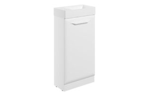 Baldock 410mm Floor Standing 1 Door Cloakroom Basin Unit w/1TH Basin - Matt White
