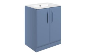Baldock 615mm Floor Standing 2 Door Basin Unit w/1TH Basin - Matt Misty Blue