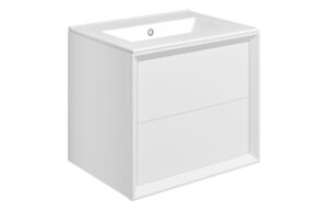 Harpenden 610mm Wall Hung 2 Drawer Basin Unit & 0TH Thin Edge Basin - Matt White