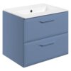 Baldock 615mm Wall Hung 2 Drawer Basin Unit w/0TH Basin - Matt Misty Blue