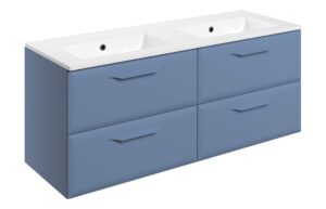 Baldock 1210mm Wall Hung 4 Drawer Basin Unit w/0TH Basin - Matt Misty Blue