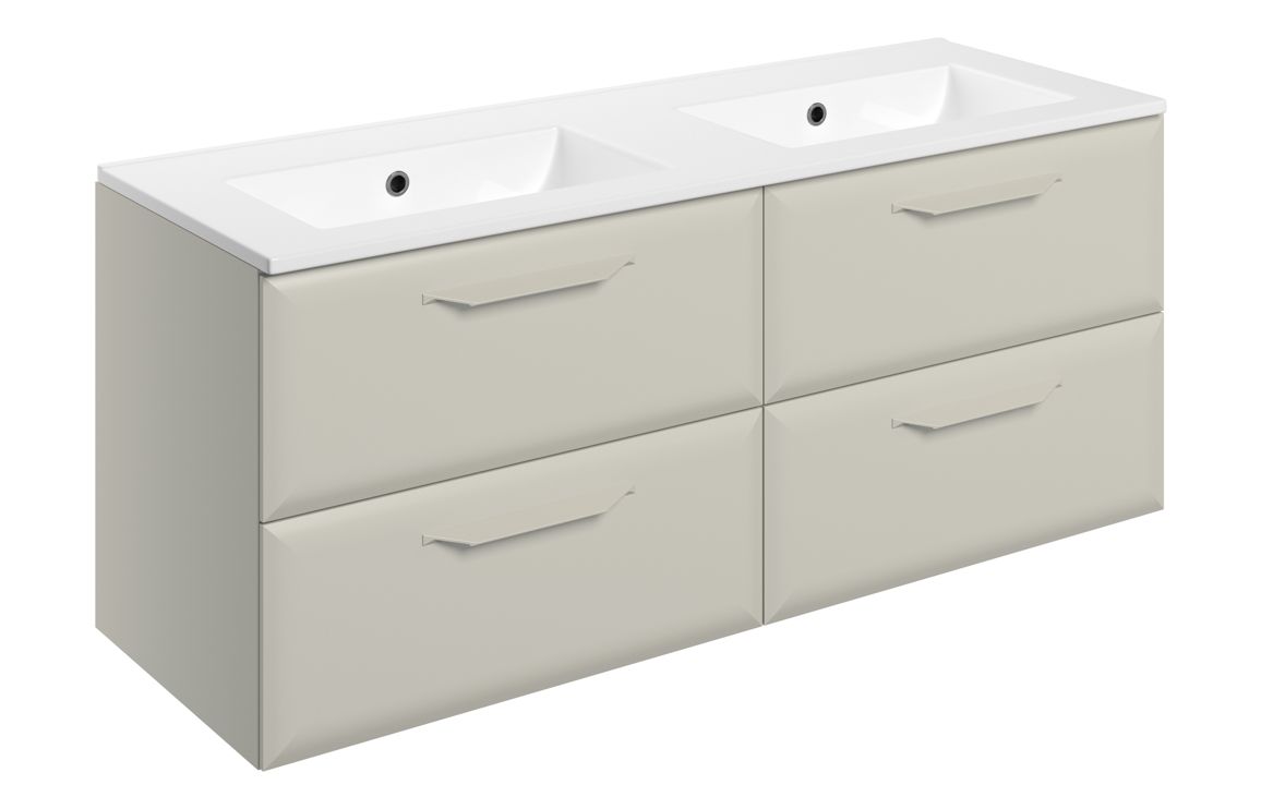 Baldock 1210mm Wall Hung 4 Drawer Basin Unit w/0TH Basin - Matt Latte