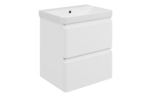Gosmore 605mm Wall Hung 2 Drawer Basin Unit & 1TH Basin - Matt White