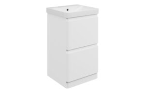 Gosmore 500mm Floor Standing 2 Drawer Basin Unit & 1TH Basin - Matt White