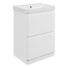 Gosmore 605mm Floor Standing 2 Drawer Basin Unit & 1TH Basin - Matt White