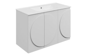 Hitchin 1010mm Floor Standing 3 Door Basin Unit & 1TH Basin - Matt White