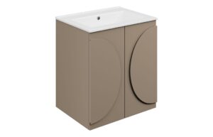 Hitchin 610mm Floor Standing 2 Door Basin Unit & 0TH Basin - Matt Taupe
