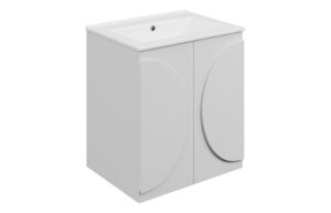 Hitchin 610mm Floor Standing 2 Door Basin Unit & 0TH Basin - Matt White