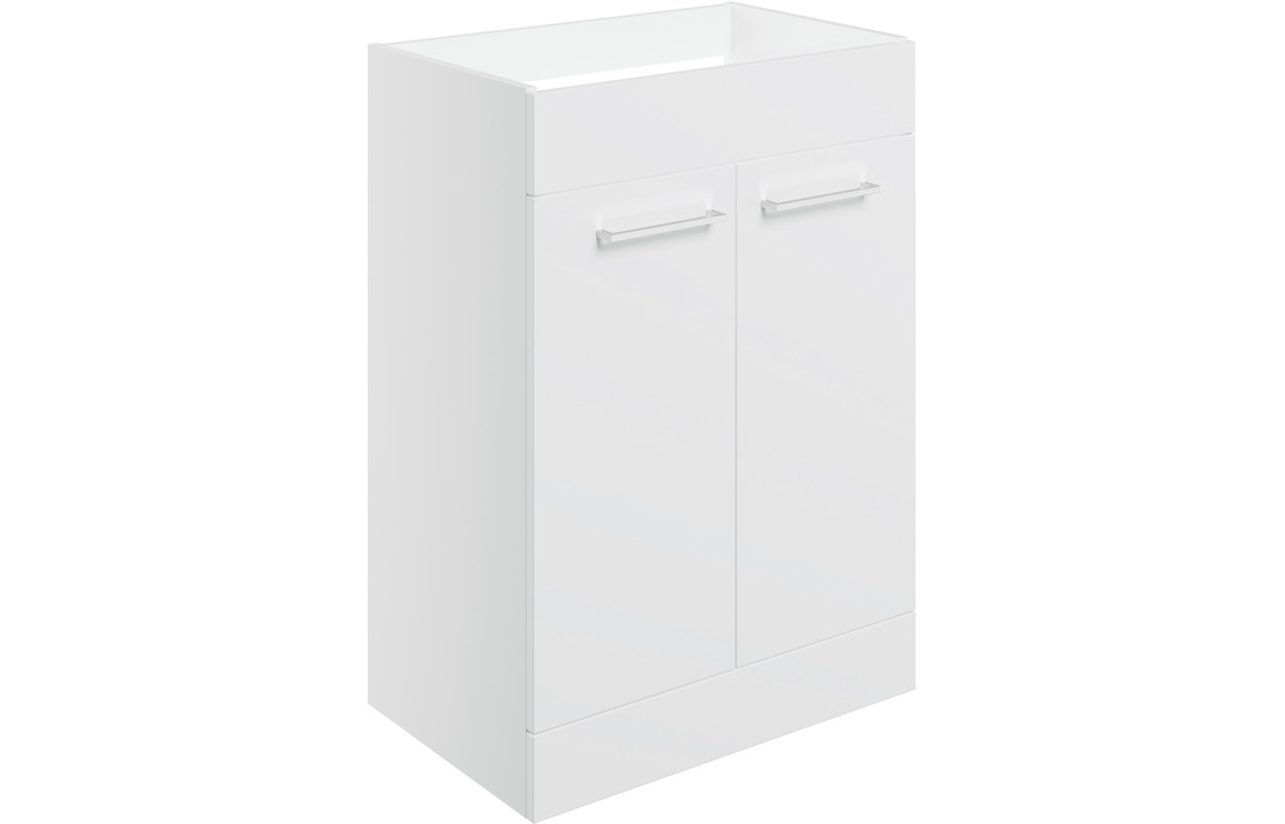 Malvern 590mm Floor Standing 2 Door Basin Unit (No Top) - White Gloss