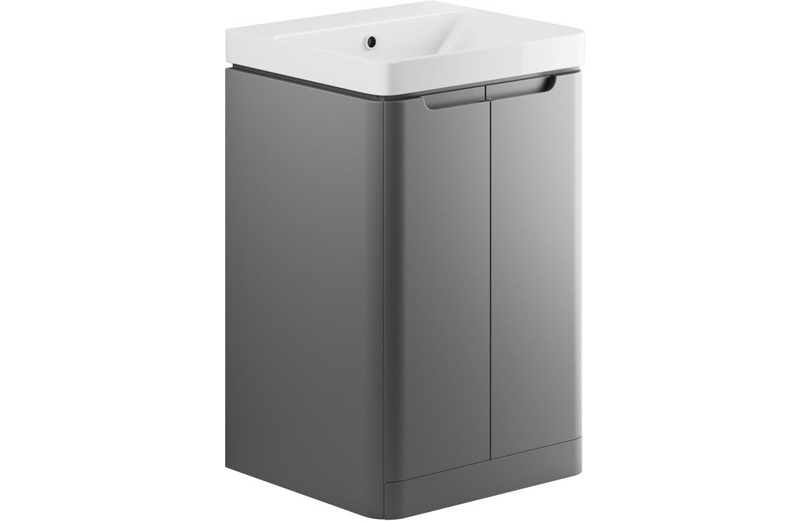 Hertford 500mm 2 Door Floor Standing Cloakroom Basin Unit - Matt Grey
