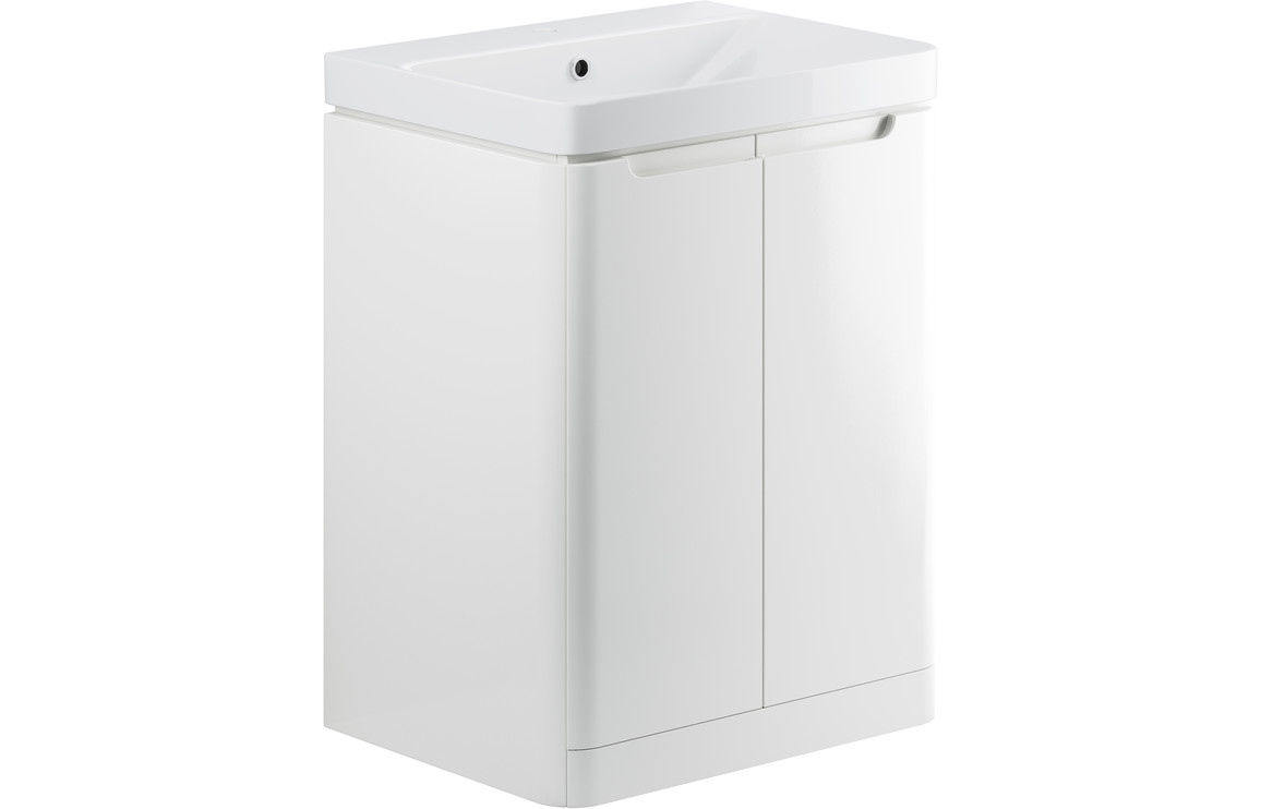Hertford 605mm 2 Door Floor Standing Basin Unit - White Gloss