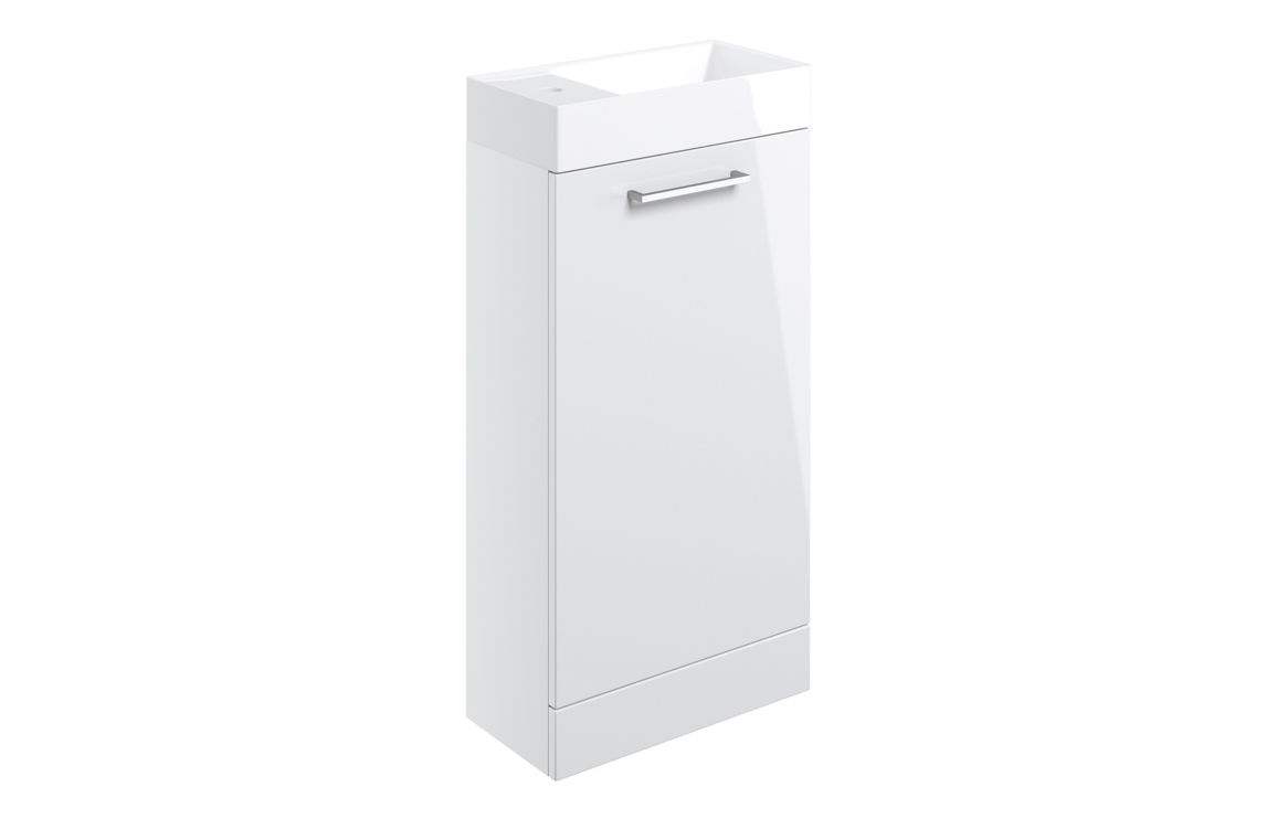 Malvern 410mm Floor Standing 1 Door Basin Unit & 1TH Basin - White Gloss