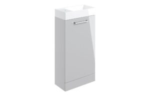 Malvern 410mm Floor Standing 1 Door Basin Unit & 1TH Basin - Grey Gloss
