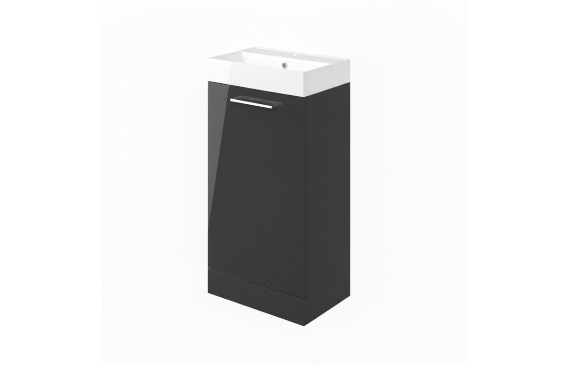Malvern 410mm Floor Standing 1 Door Basin Unit & 1TH Basin - Anthracite Gloss