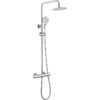 Plash Cool-Touch Thermostatic Mixer Shower w/Riser & Overhead Kit - Chrome