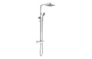 Ashby Square Thermostatic Bar Mixer w/Riser Kit - Chrome