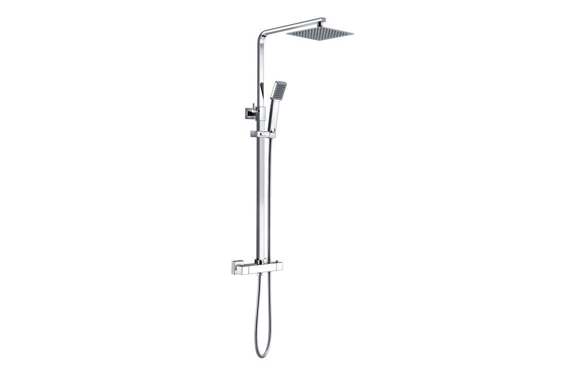 Ashby Square Thermostatic Bar Mixer w/Riser Kit - Chrome