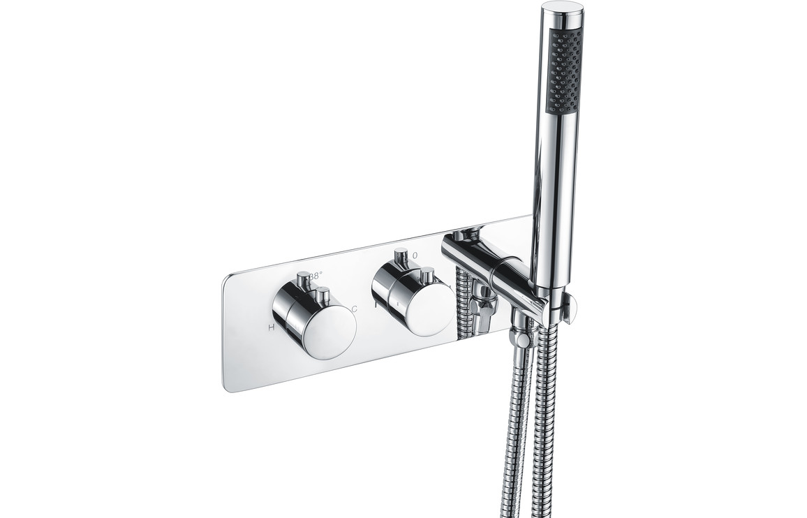 Jackdaw Thermostatic Two Outlet Shower Valve w/Handset - Chrome
