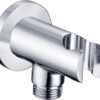 Grove Round Handset Wall Bracket with Wall Outlet - Chrome
