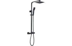 Ashby Square Thermostatic Bar Mixer w/Riser Kit - Matt Black