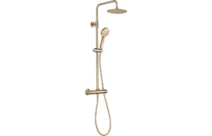 Grove Round Thermostatic Bar Mixer w/Riser Kit - Brushed Brass