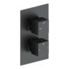 Ashby Thermostatic Single Outlet Twin Shower Valve - Matt Black