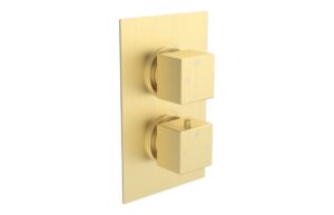 Ashby Thermostatic Single Outlet Twin Shower Valve - Brushed Brass