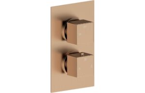 Ashby Thermostatic Single Outlet Twin Shower Valve - Brushed Bronze