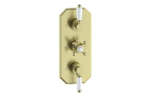 Beverley Traditional Lever Thermostatic Two Outlet Shower Valve - Brushed Brass