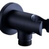 Grove Round Handset Wall Bracket with Wall Outlet - Matt Black