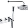 Jackdaw Shower Pack One - Two Outlet Twin Shower Valve w/Handset & ABS Overhead - Chrome
