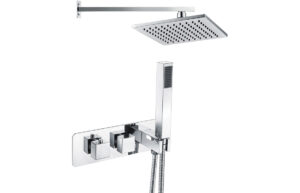 Jessop Shower Pack One - Two Outlet Twin Shower Valve w/Handset & ABS Overhead - Chrome