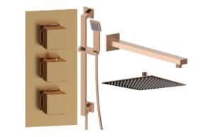 Ashby Square Shower Valve & Kit Pack 3 - Brushed Bronze